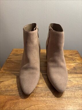 Blondo Taupe Suede Pointed Toe Ankle Booties